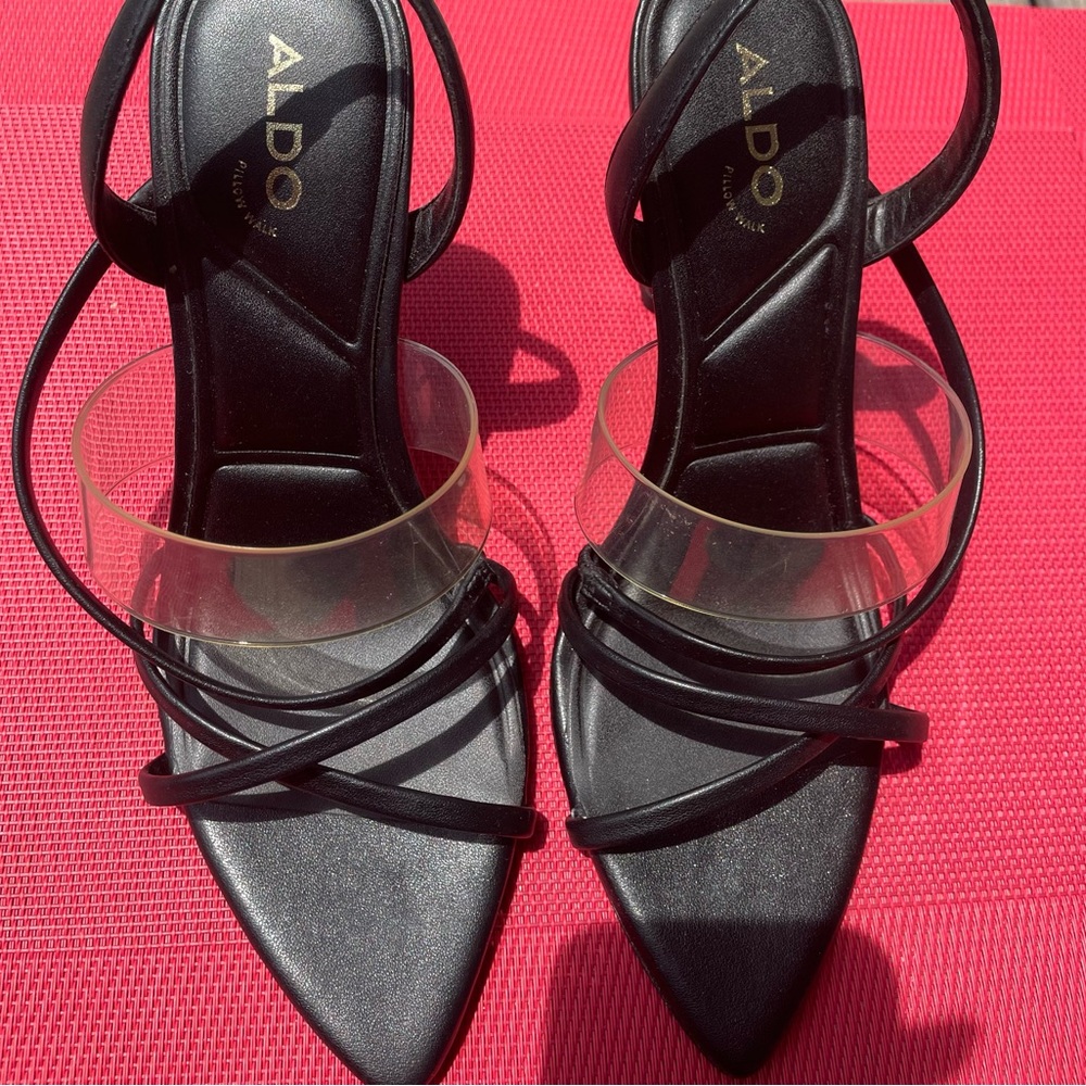 Aldo Black Strappy Stiletto Heels